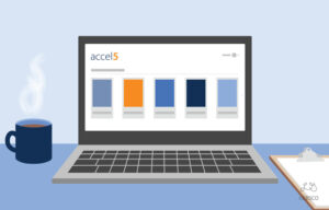 Illustration of the Accel5 site on a laptop.